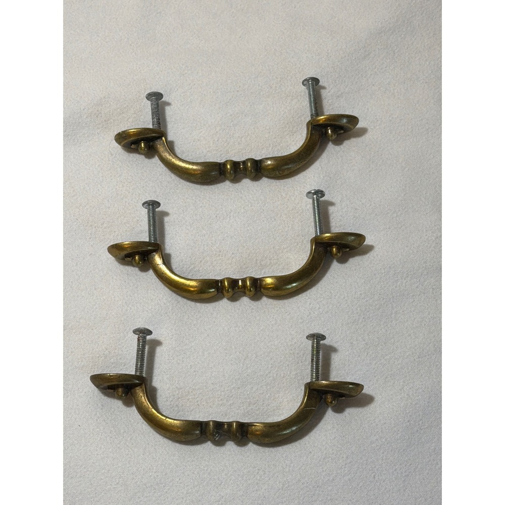 Vintage Keeler Brass Co Drawer Pulls Set of 3 Bail Handles 1303-1 D326.993